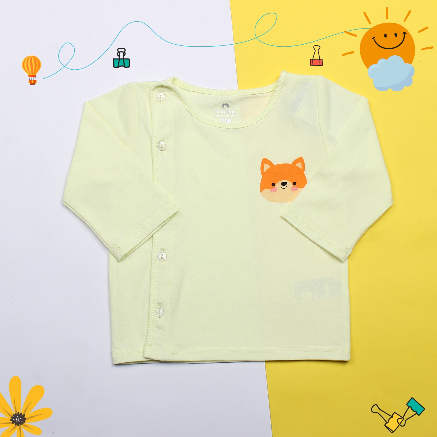 Áo sơ sinh cài lệch tay dài Mamago vera K19 (Vàng) Áo sơ sinh cài lệch tay dài Mamago vera K19 (Vàng) hình 1