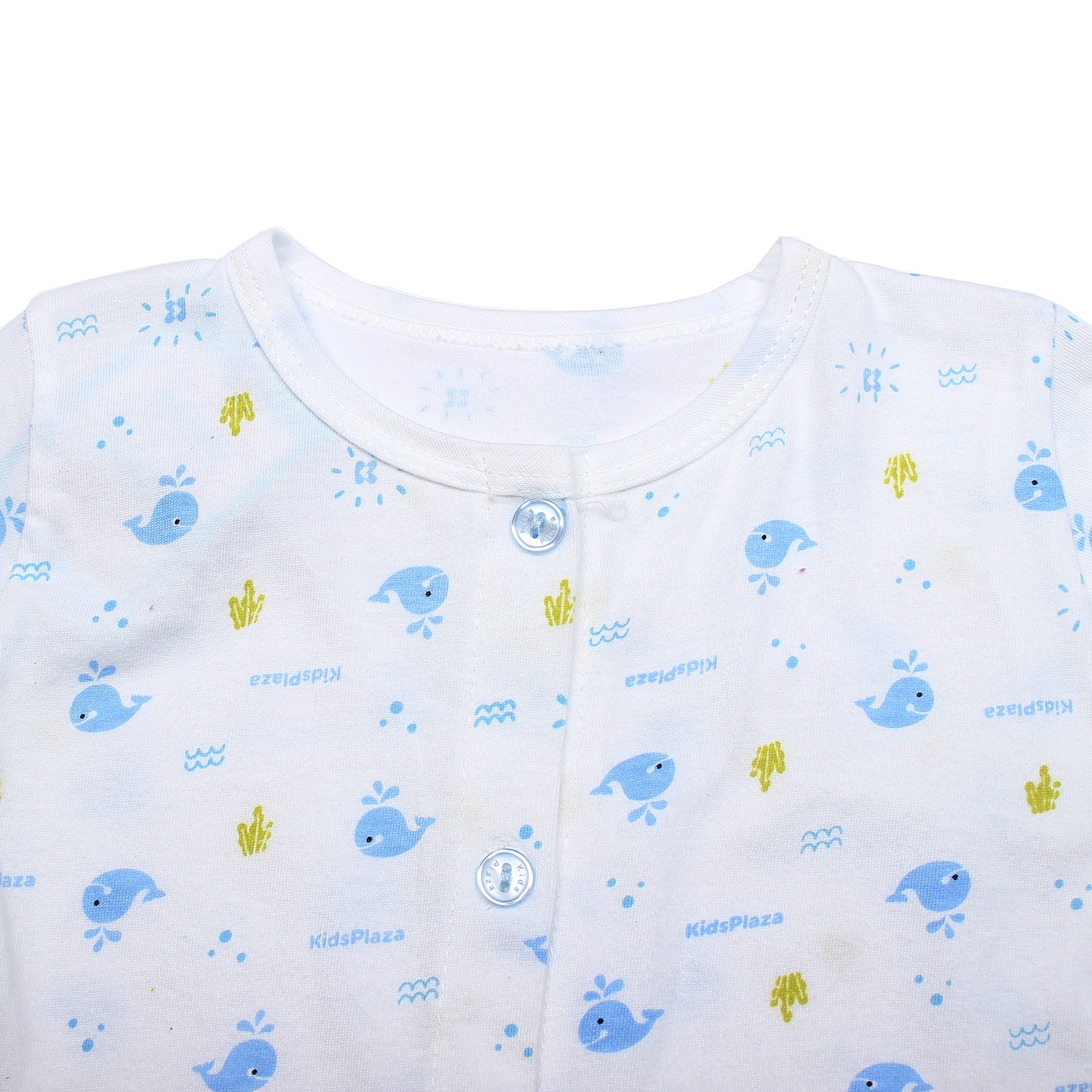 Áo sơ sinh dài tay KidsPlaza in hình chú cá heo (Trắng xanh) hình 3