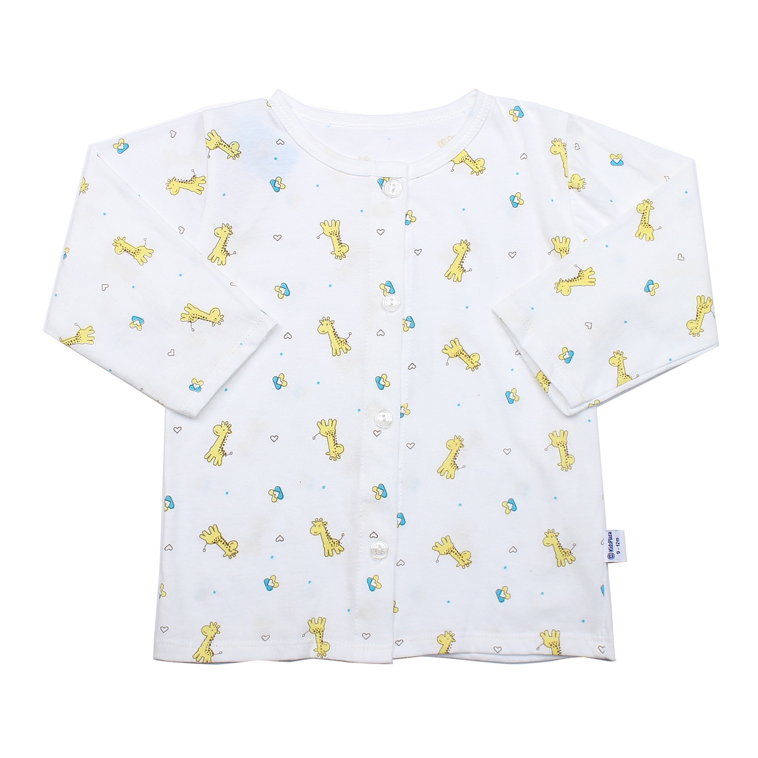 Áo sơ sinh dài tay KidsPlaza in hình chú hươu cao cổ (Trắng vàng) hình 1