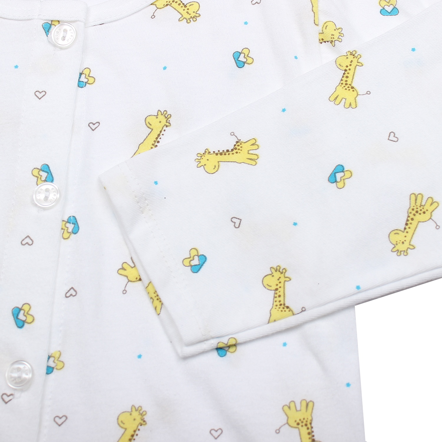Áo sơ sinh dài tay KidsPlaza in hình chú hươu cao cổ (Trắng vàng) hình 4