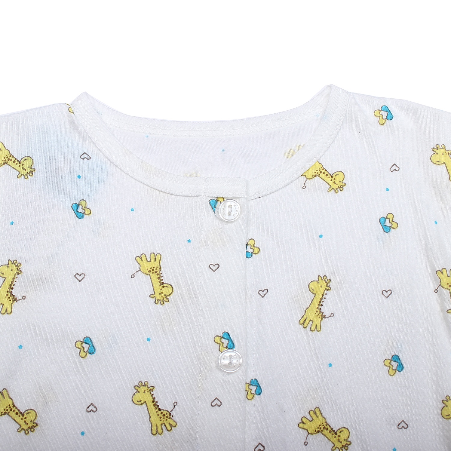 Áo sơ sinh dài tay KidsPlaza in hình chú hươu cao cổ (Trắng vàng) hình 2