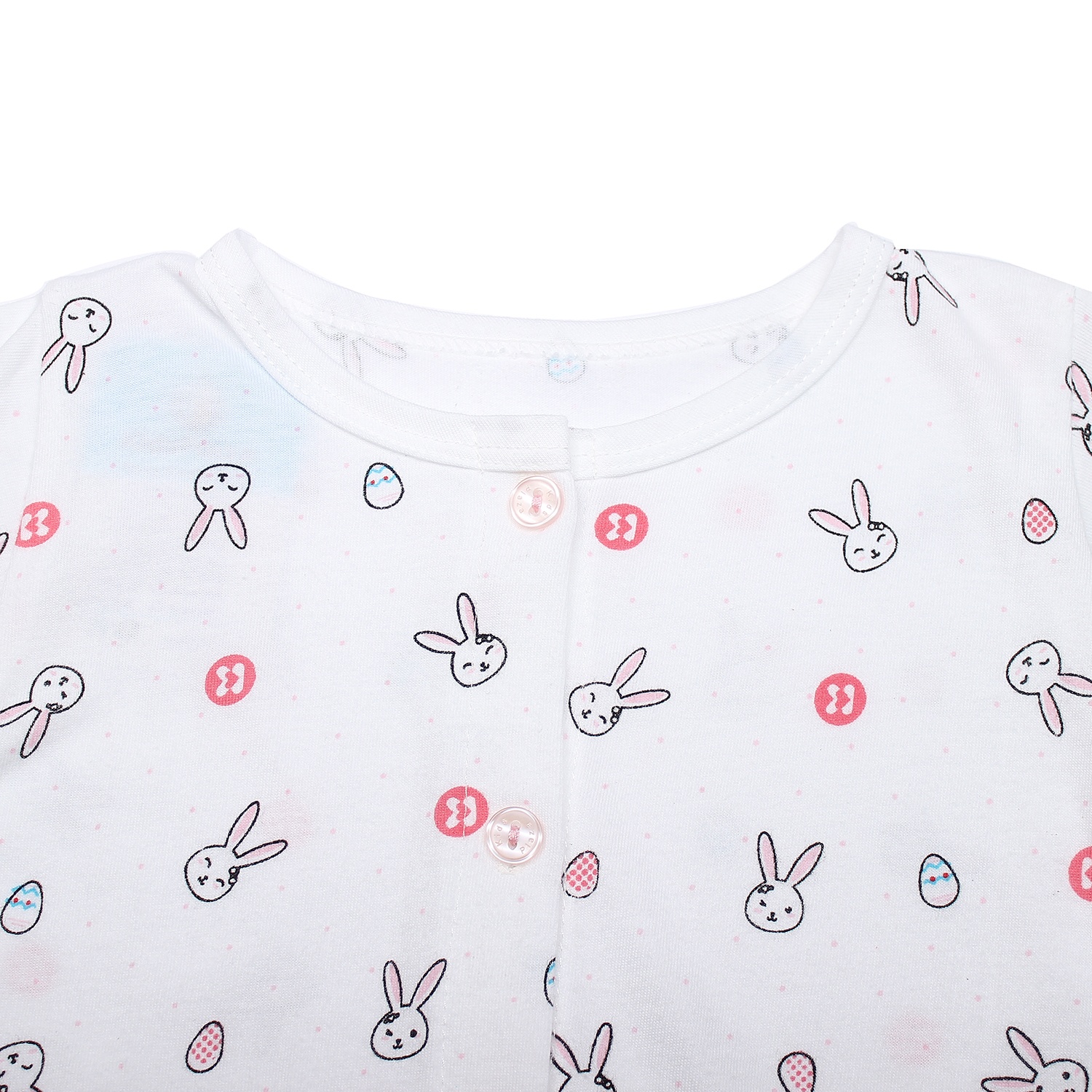 Áo sơ sinh dài tay KidsPlaza in hình chú thỏ (Trắng Hồng) hình 3