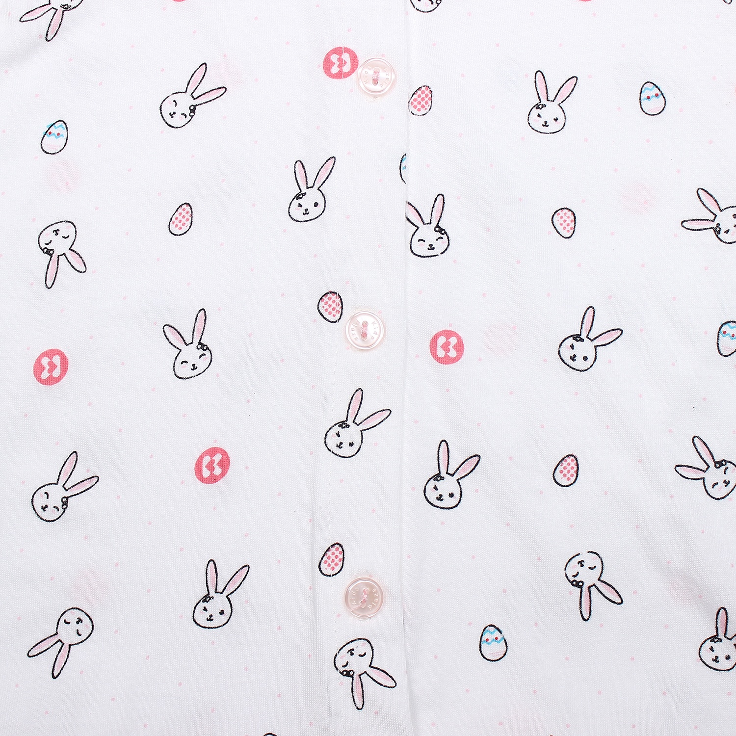 Áo sơ sinh dài tay KidsPlaza in hình chú thỏ (Trắng Hồng) hình 2