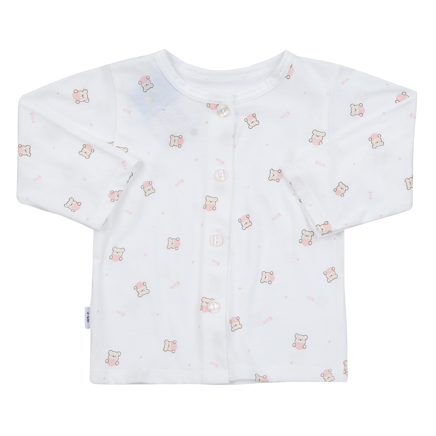 Áo sơ sinh dài tay Kiza in gấu (Trắng hồng)  hình 1