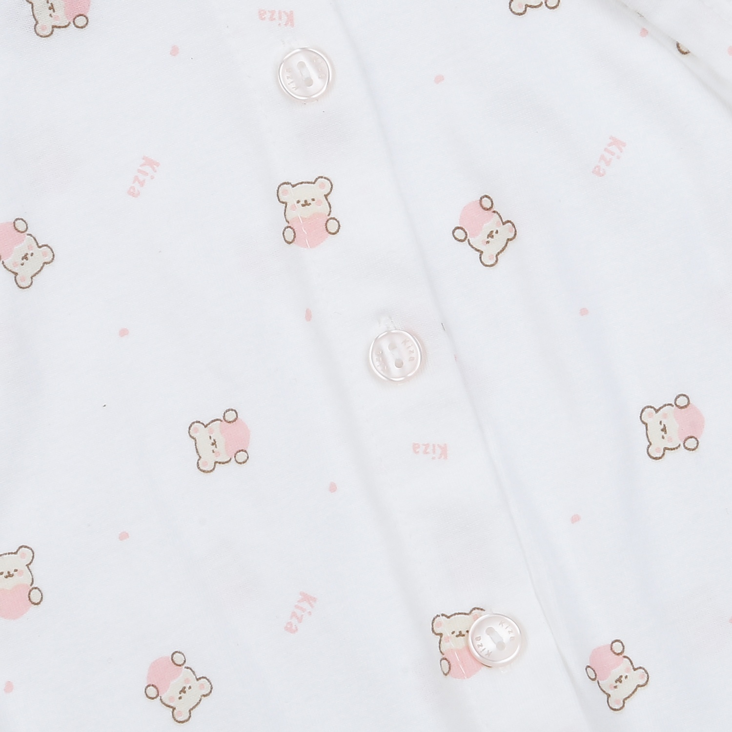 Áo sơ sinh dài tay Kiza in gấu (Trắng hồng)  hình 2