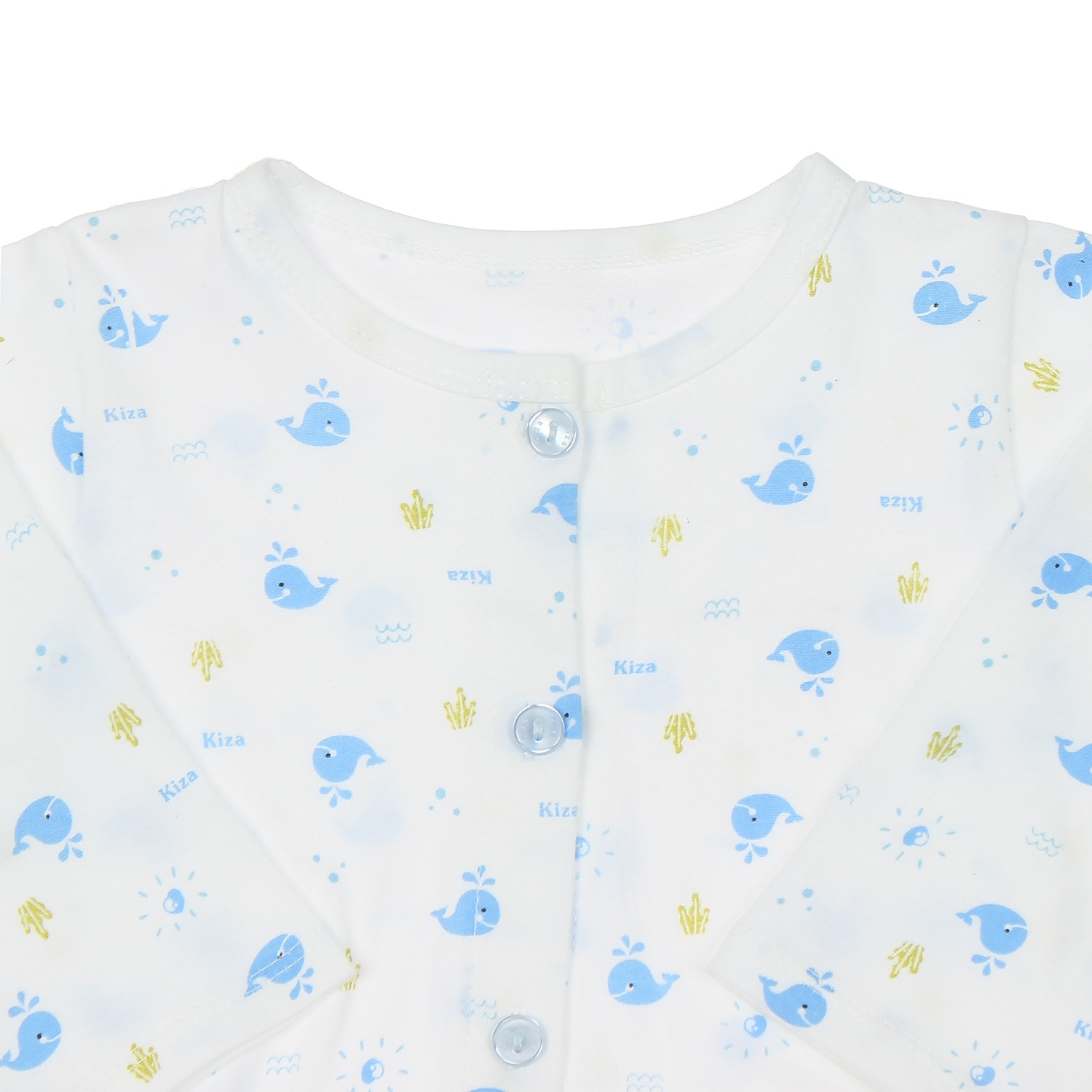 Áo sơ sinh dài tay Kiza in hình cá heo 6-9M (Trắng Xanh) hình 2