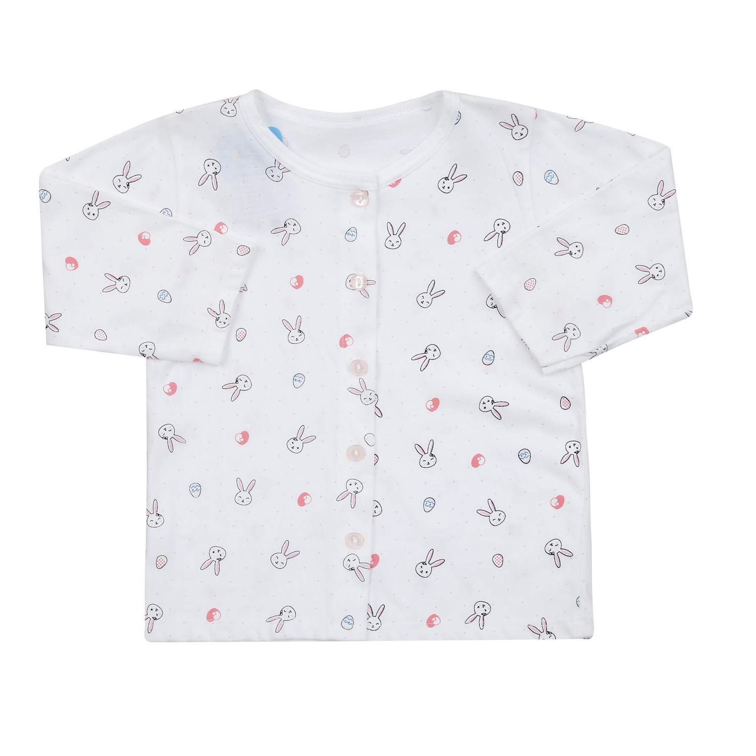 Áo sơ sinh dài tay Kiza in hình thỏ (Trắng Hồng)  hình 1