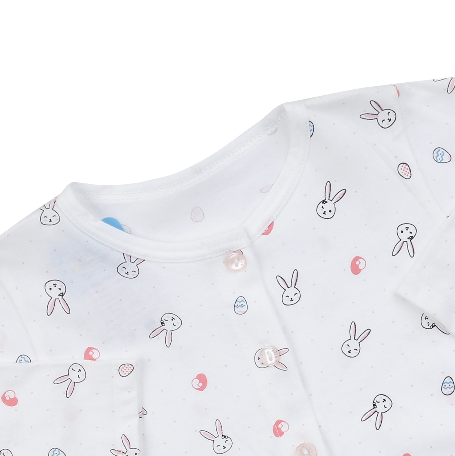 Áo sơ sinh dài tay Kiza in hình thỏ (Trắng Hồng)  hình 3