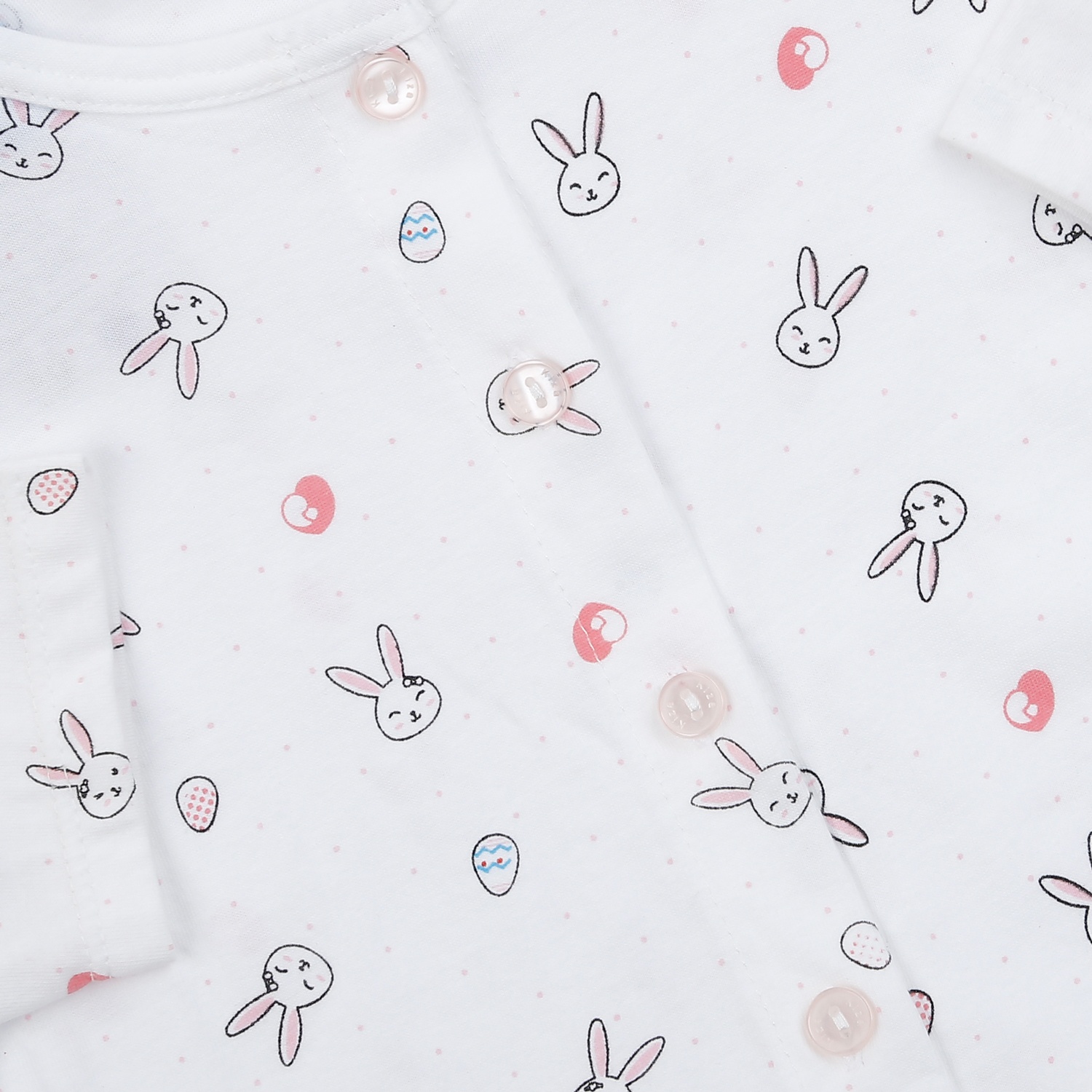 Áo sơ sinh dài tay Kiza in hình thỏ (Trắng Hồng)  hình 2