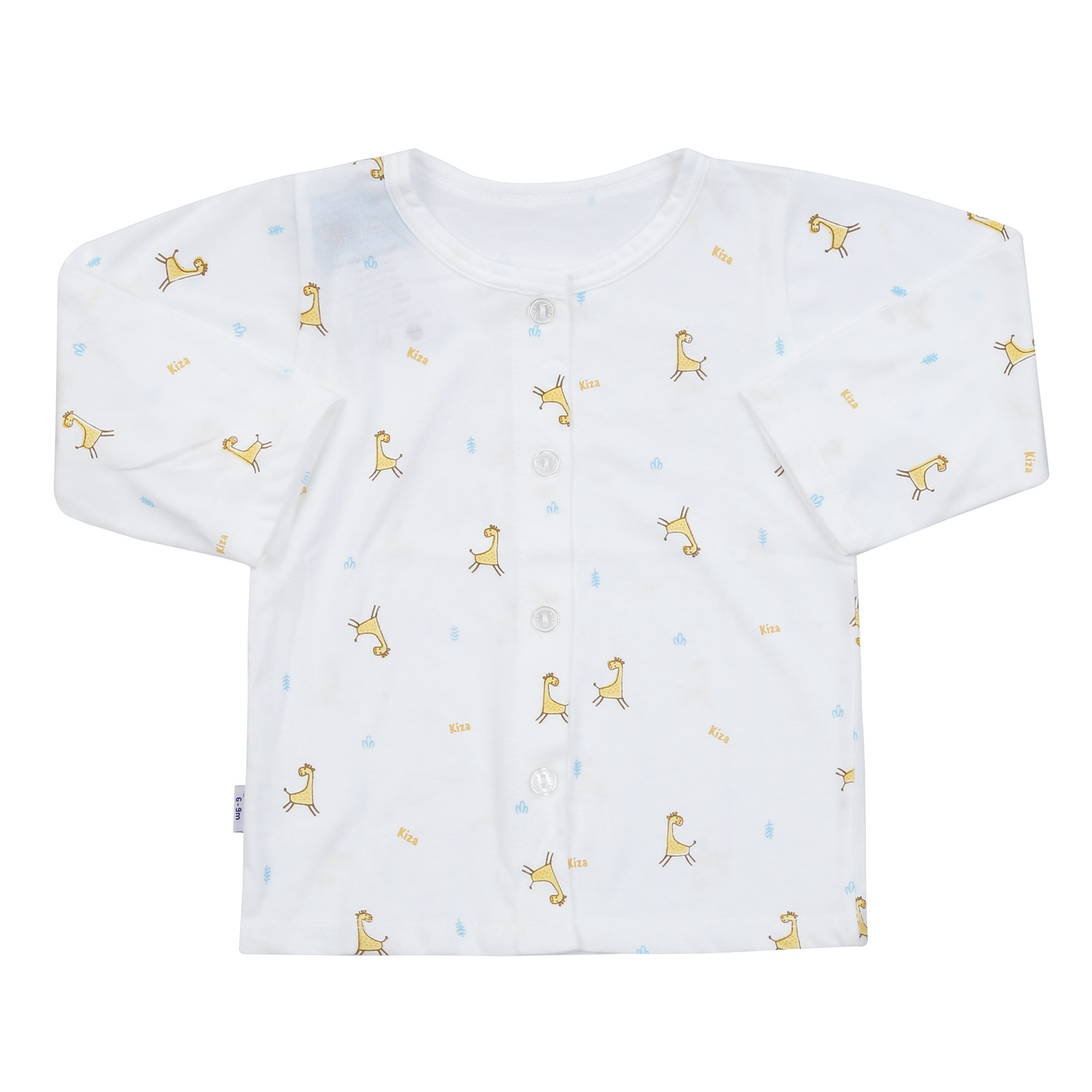Áo sơ sinh dài tay Kiza in hươu cao cổ (Trắng vàng)  hình 1
