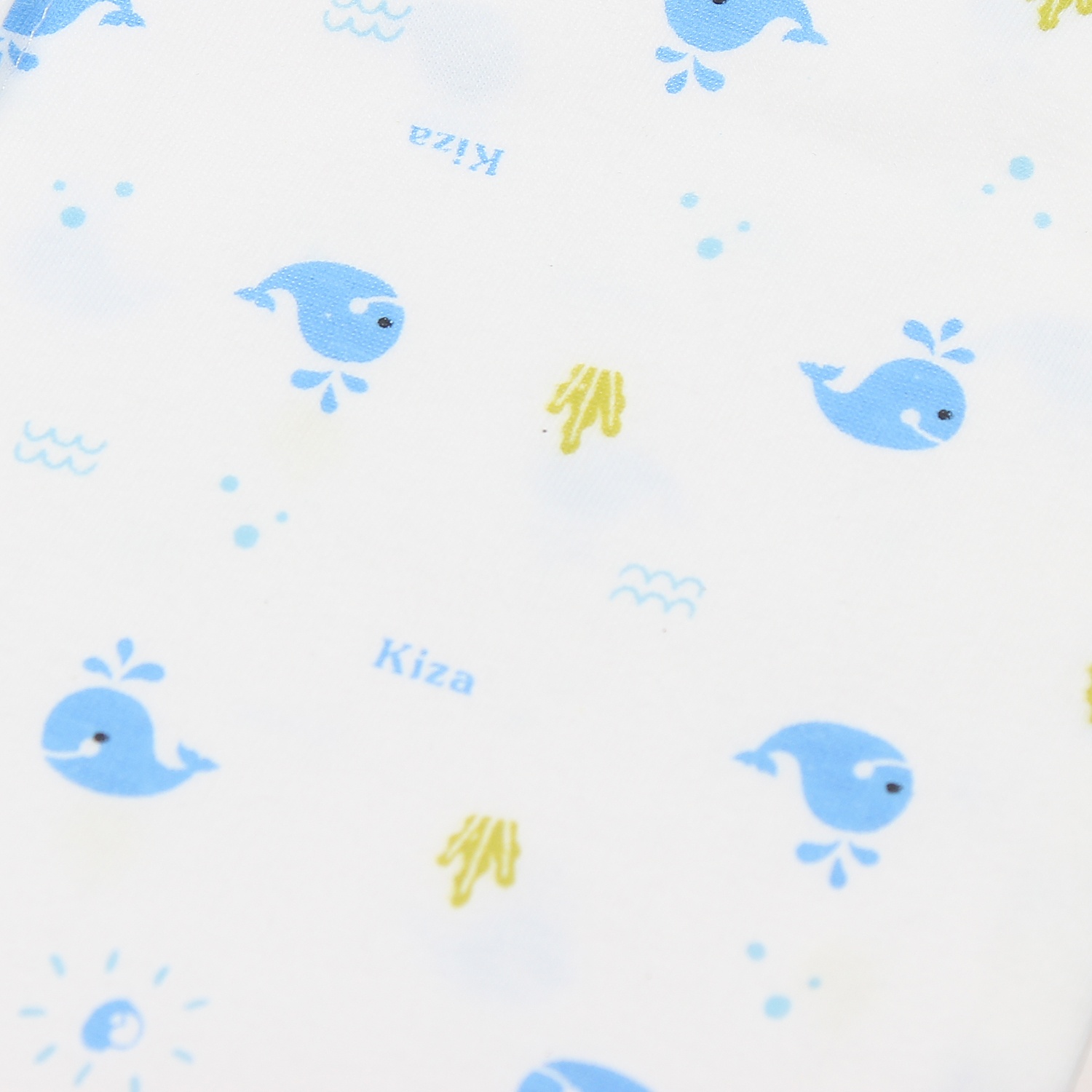 Áo sơ sinh Kiza cộc in hình cá heo (Trắng xanh) hình 2