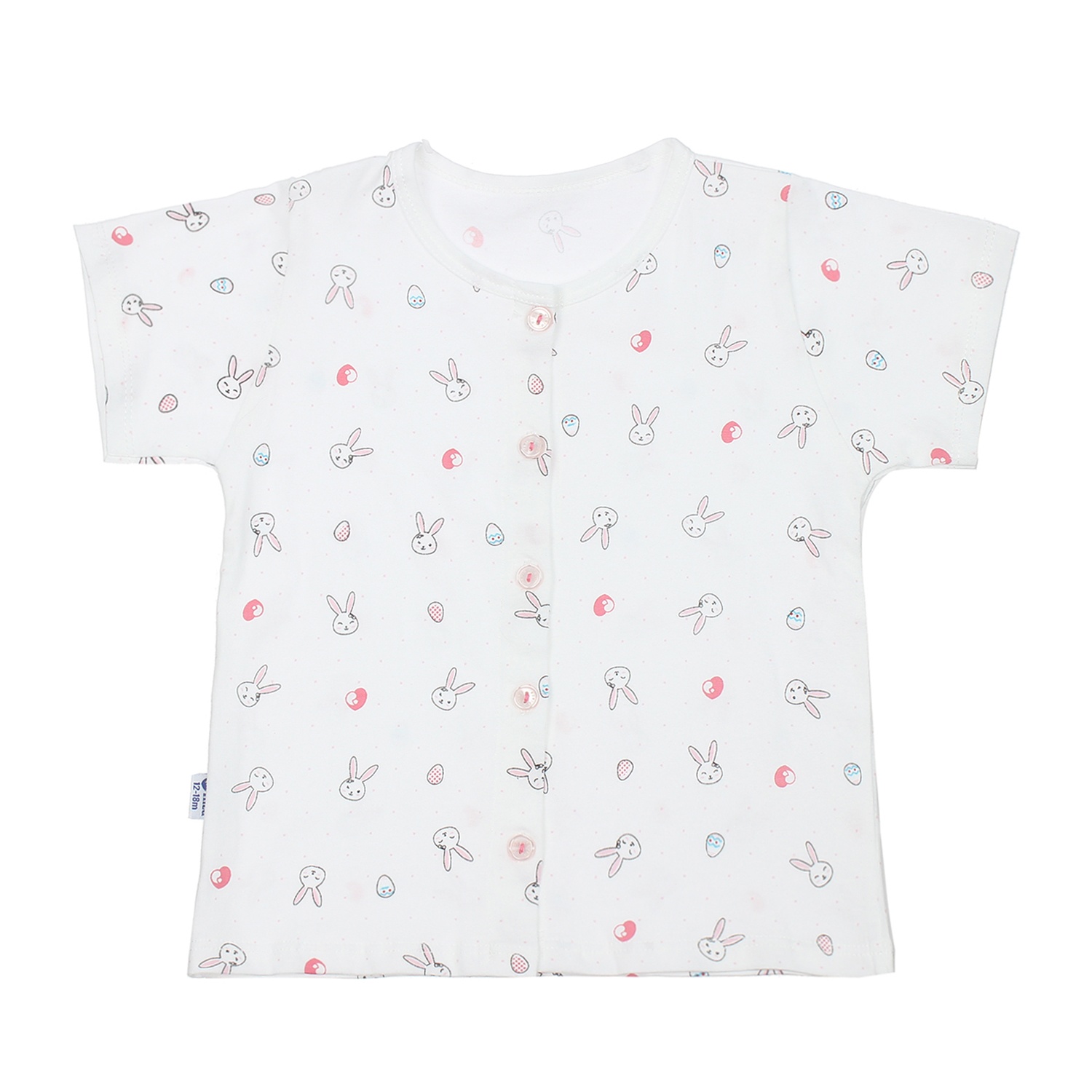 Áo sơ sinh Kiza cộc in hình thỏ (Trắng hồng) 0-3M hình 3