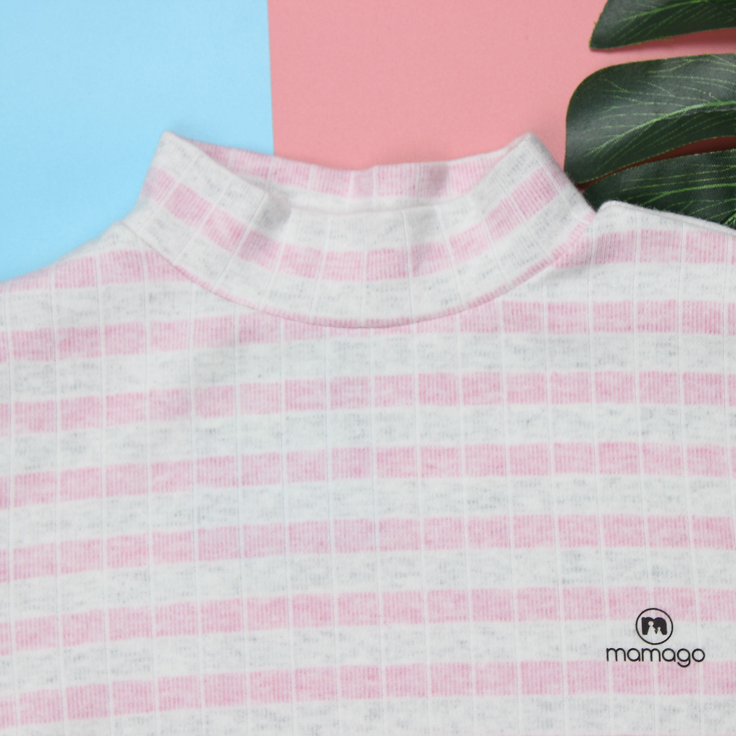 Áo sơ sinh nhung kẻ hồng cổ 3 phân Mamago HN18 hình 2
