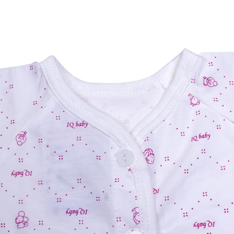 Áo sơ sinh tay ngắn cài giữa IQ BaBy (Trắng Hồng) hình 3