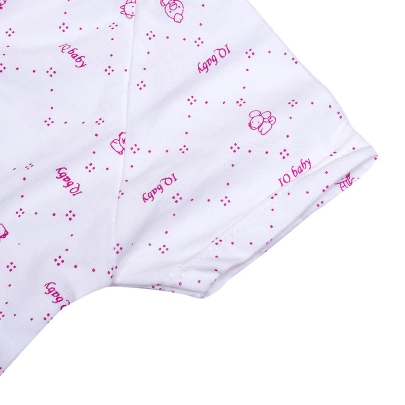 Áo sơ sinh tay ngắn cài giữa IQ BaBy (Trắng Hồng) hình 2