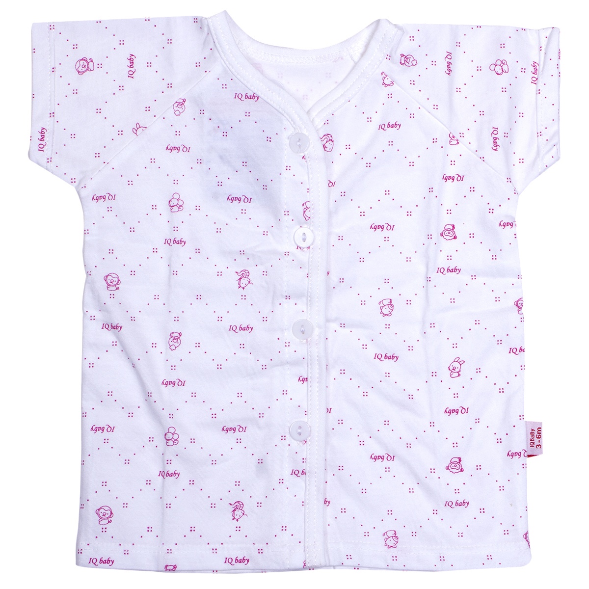 Áo sơ sinh tay ngắn cài giữa IQ BaBy (Trắng Hồng) hình 1
