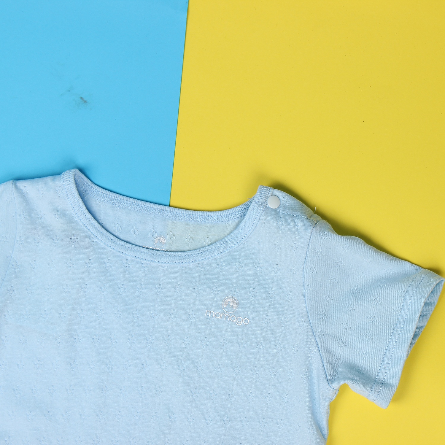 Áo sơ sinh tay ngắn cài vai Mamago Vivian K19 (Xanh) hình 1