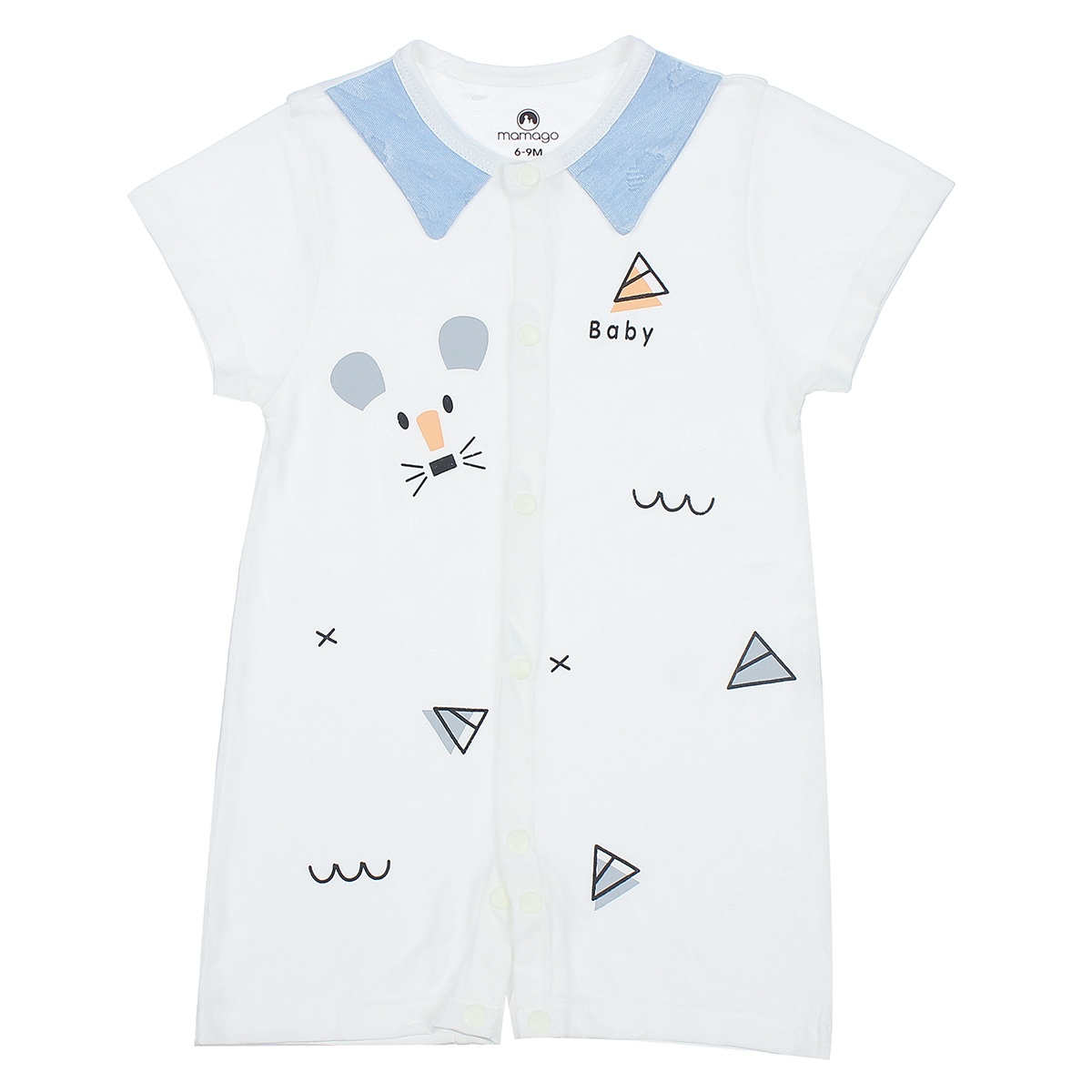 Bộ Body bé trai Neil cộc tay Mamago HN20H 9-12M (Trắng) hình 1