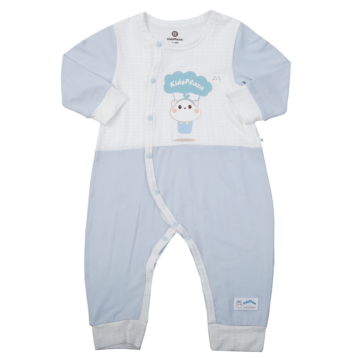 Bộ body dài tay bé trai KidsPlaza cài chéo M25H (Xanh) hình 1