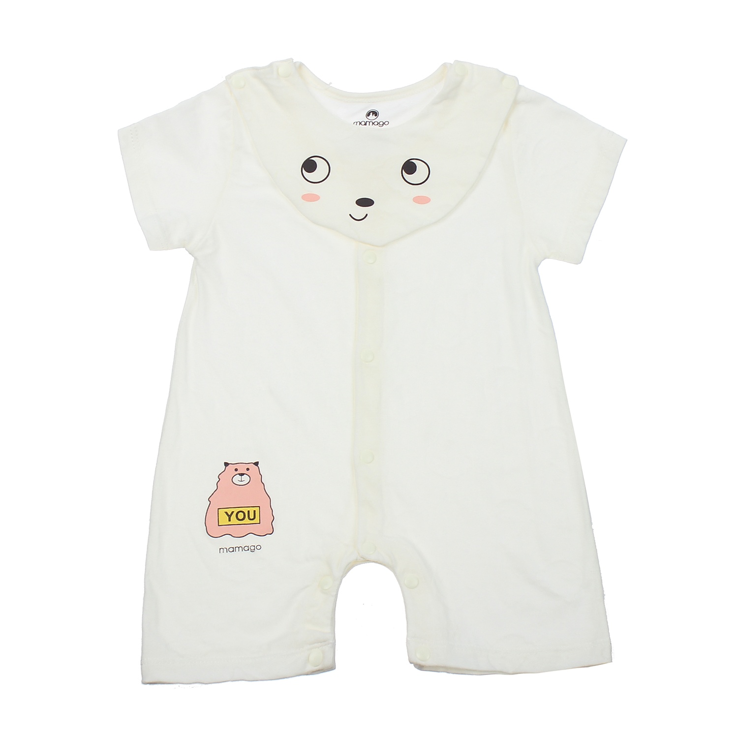 Bộ Body sơ sinh Neil gấu cộc tay cho bé trai Mamago HN20H 9-12M (Trắng) hình 2