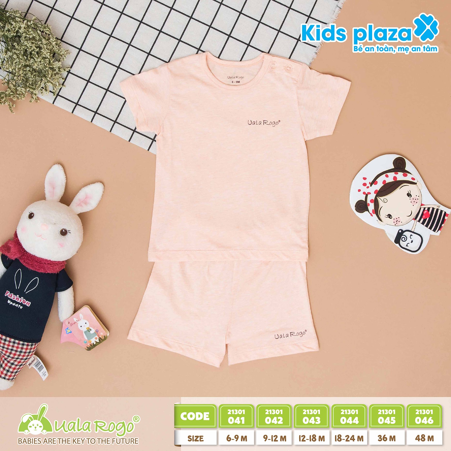 Quần áo sơ sinh đẹp Uala & Rogo cộc tay (Cam) hình 1