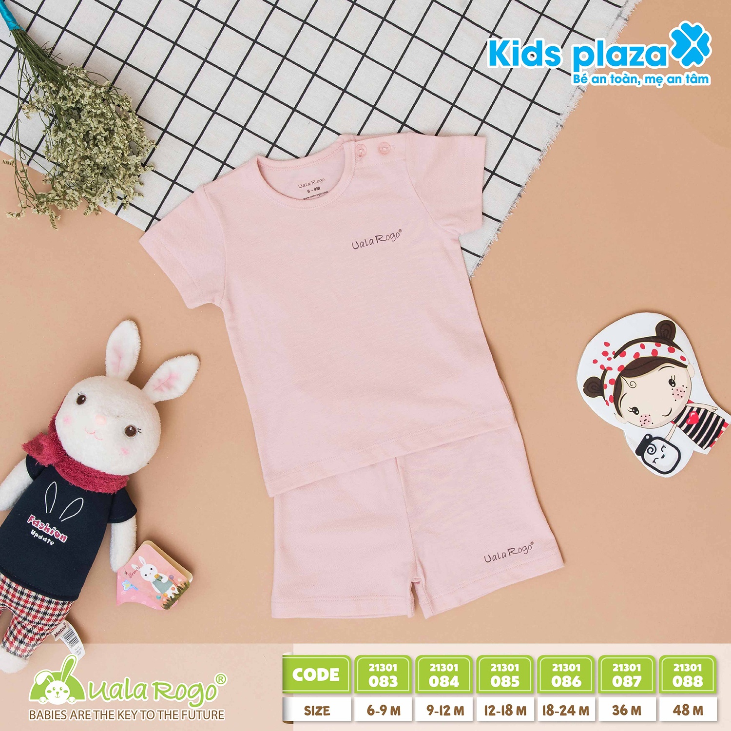 Quần áo sơ sinh Uala & Rogo da cá (Hồng)  hình 1