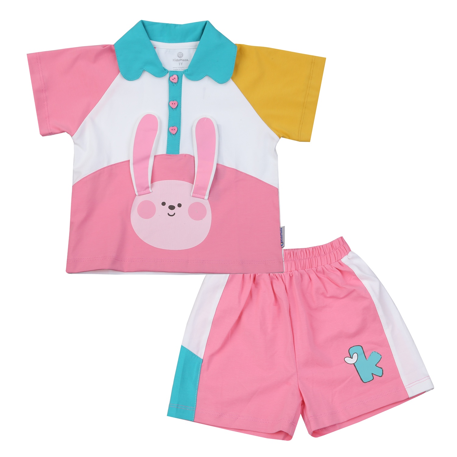 Bộ cộc bé gái KidsPlaza in tai thỏ TT25H (Hồng) hình 1