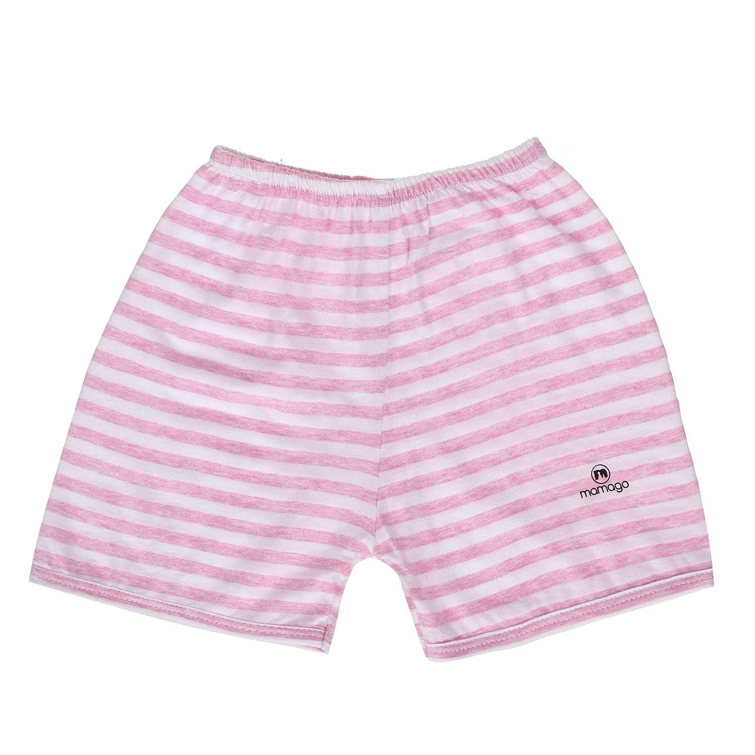 Quần áo sơ sinh cộc tay cài vai Mamago kẻ trắng hồng (6-36M) hình 3