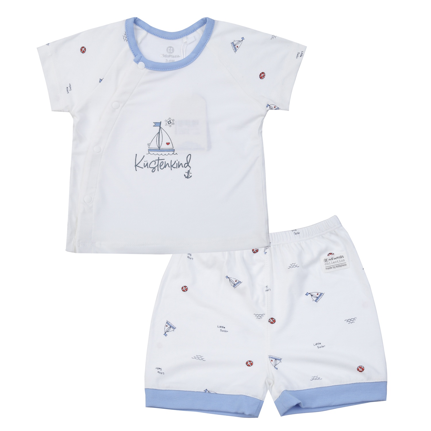 Bộ quần áo cộc cài chéo KidsPlaza Otis ND25H (Trắng) hình 1