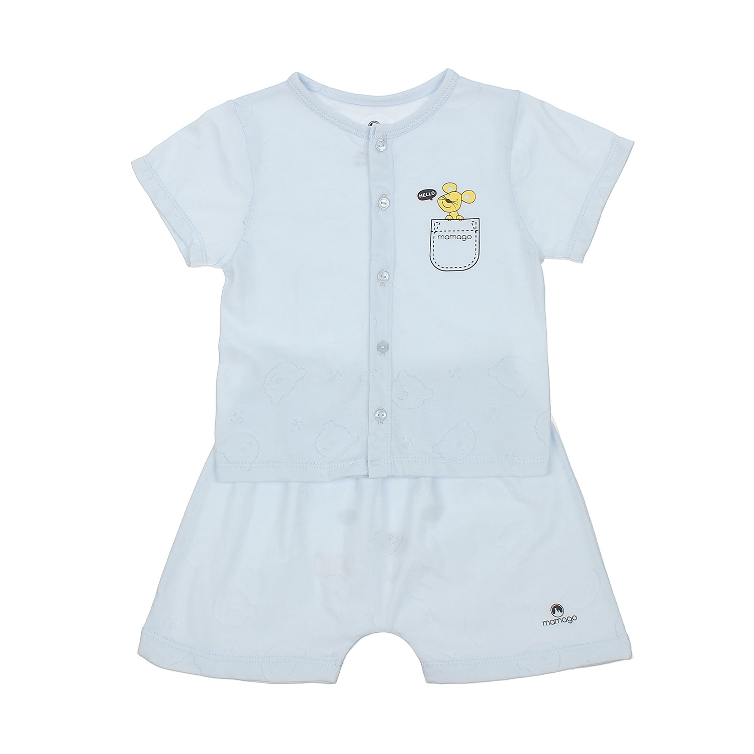 Bộ quần áo cộc tay cài giữa Neil gấu Mamago HN20H 6-9M (Xanh Dương) hình 1
