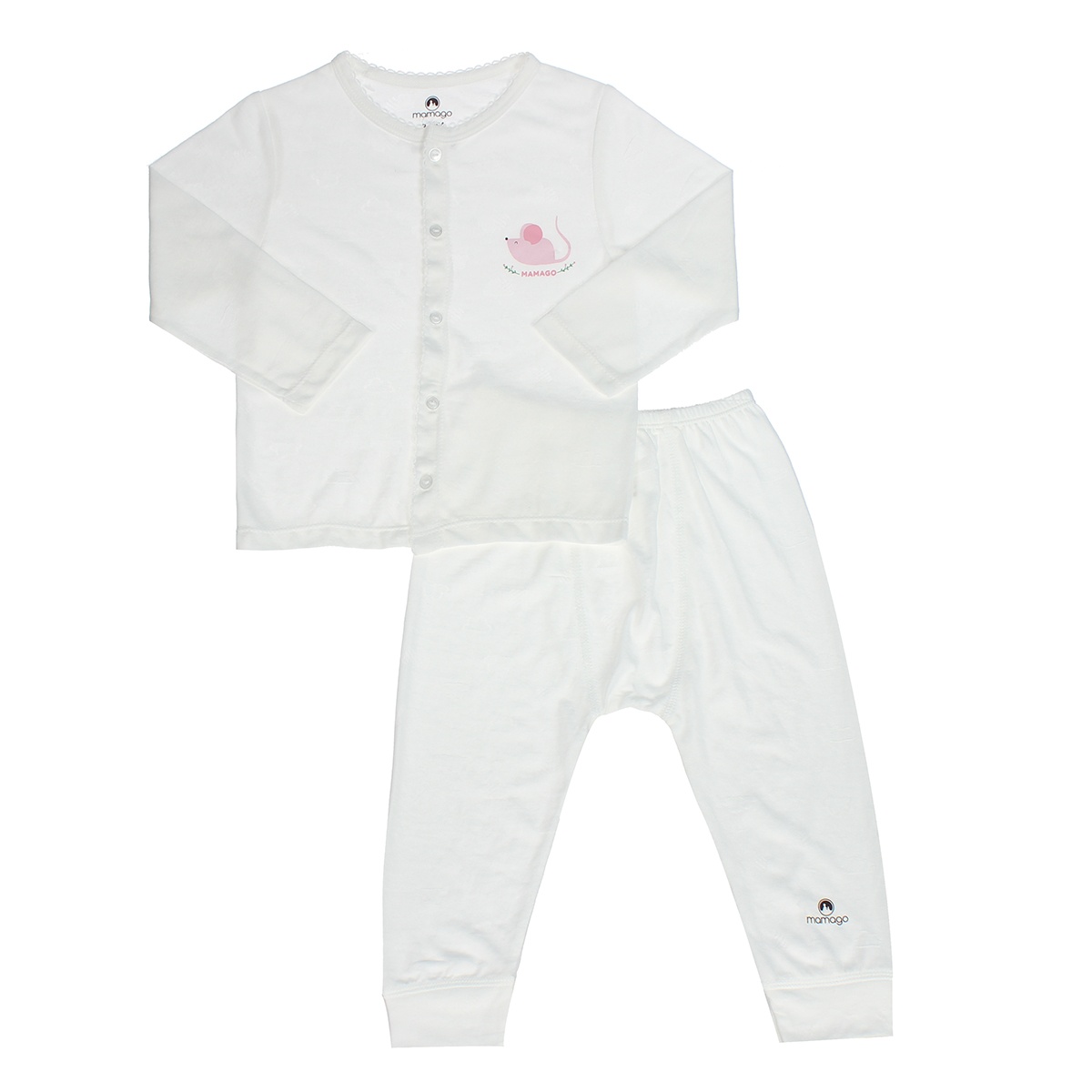 Bộ quần áo dài tay bé gái neil cài giữa Mamago HN20H 6-9M (Trắng) hình 1