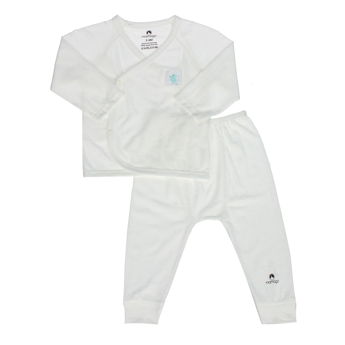 Bộ quần áo dài tay bé trai neil cài chéo Mamago HN20H 3-6M (Trắng) hình 1