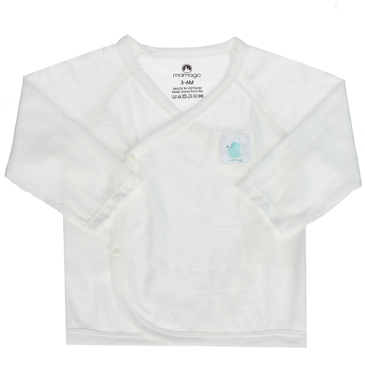 Bộ quần áo dài tay bé trai neil cài chéo Mamago HN20H 3-6M (Trắng) hình 2