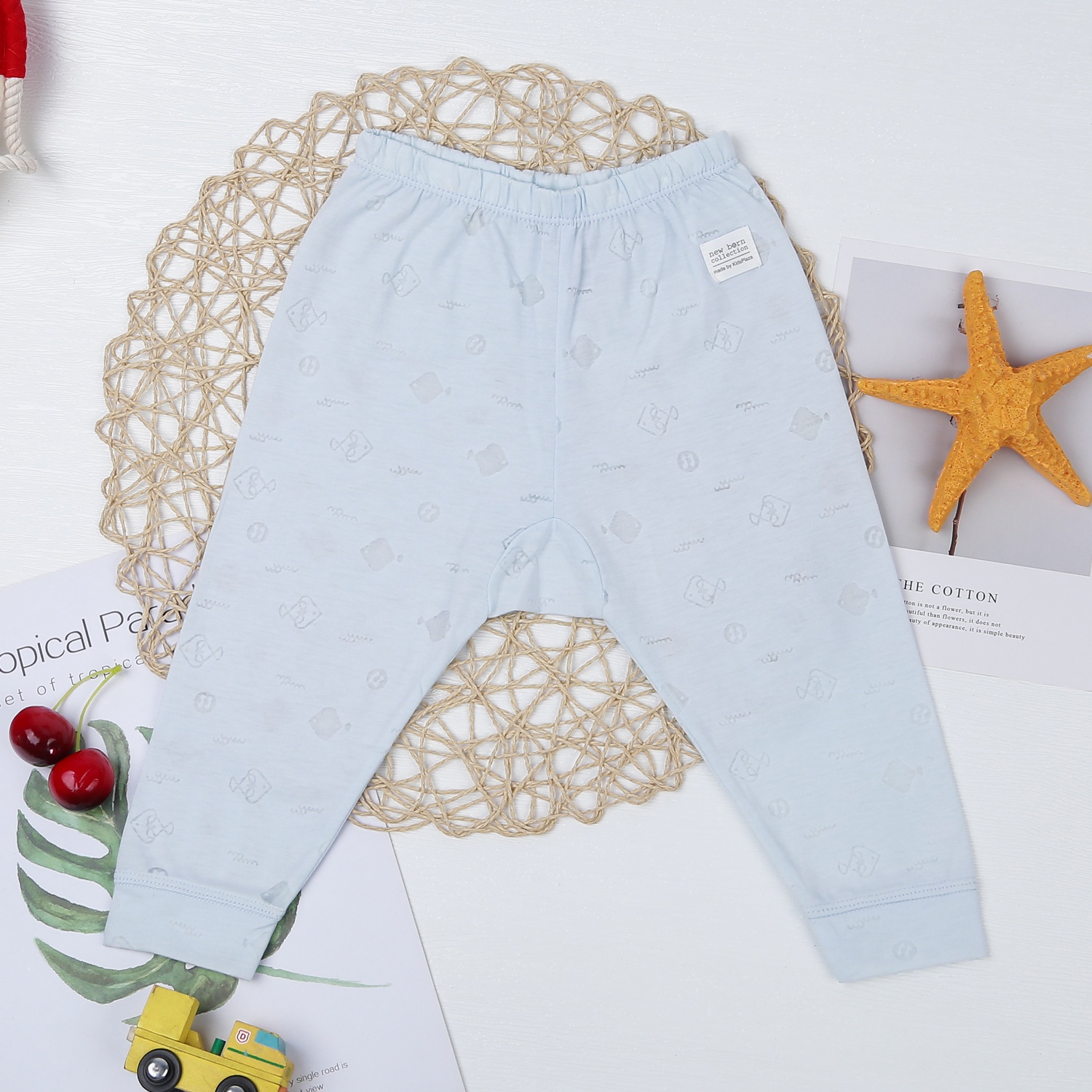 Bộ quần áo dài tay cài chéo KidsPlaza in cá HN21T (Xanh) hình 7