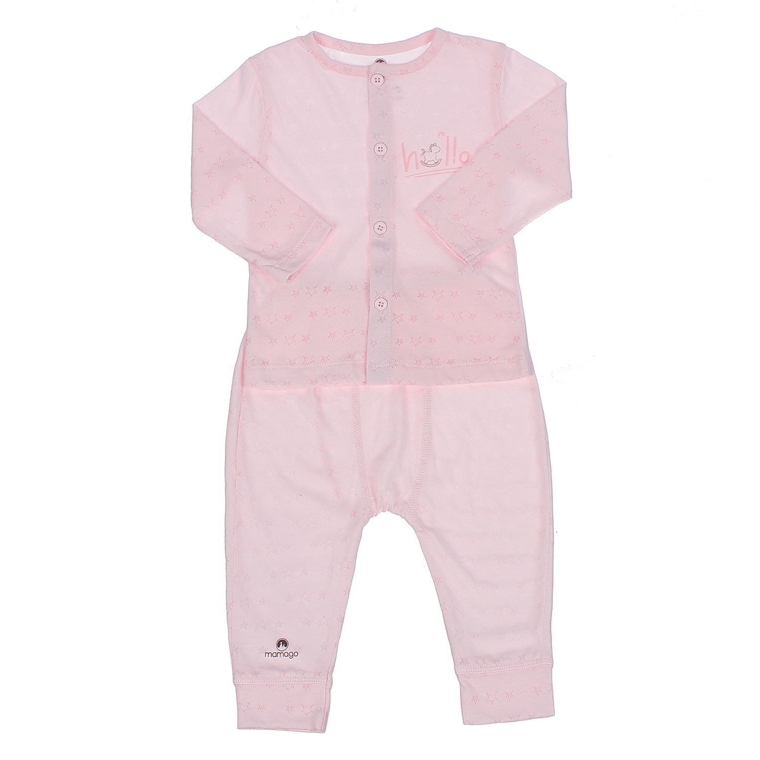 Bộ quần áo dài tay cài giữa Mamago Twikle Star 6-9M ND20H (Hồng) hình 1