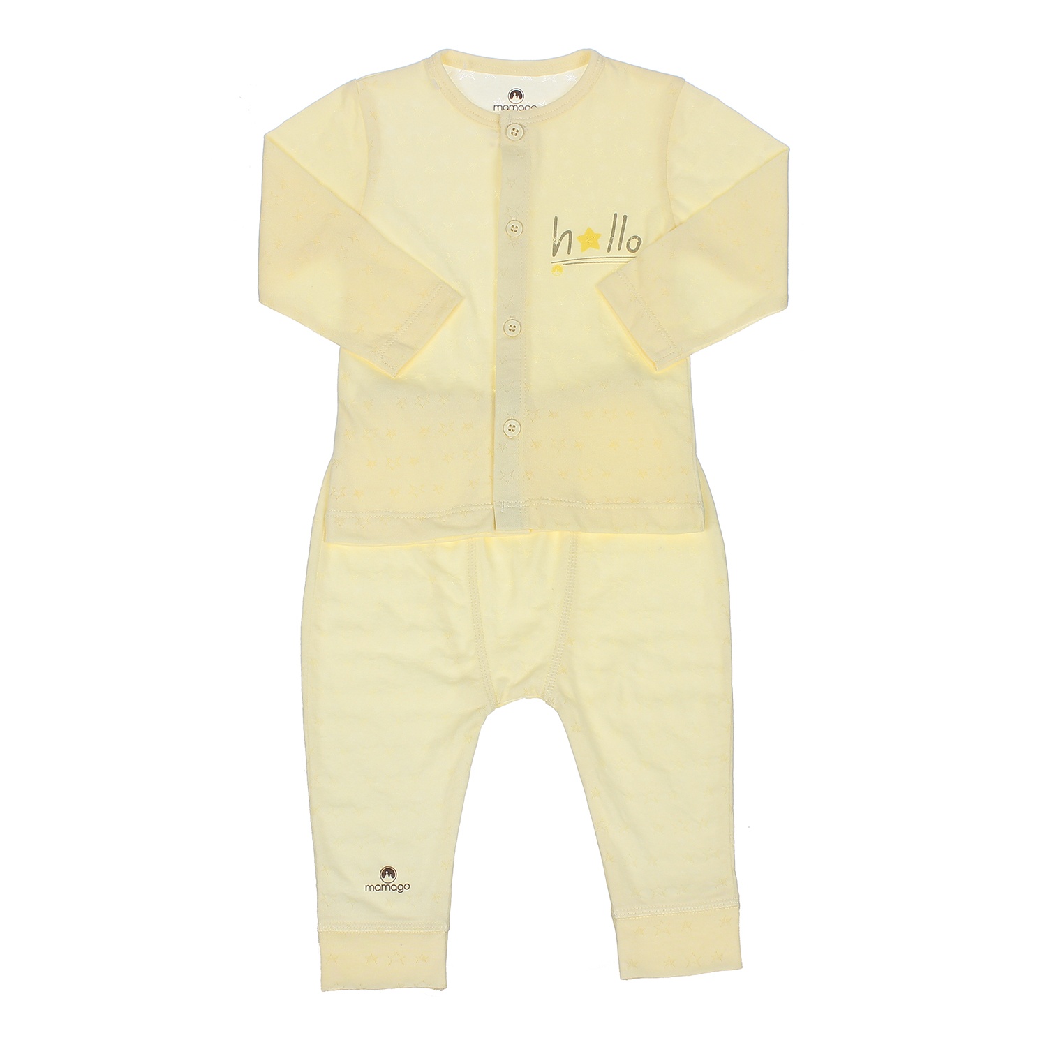 Bộ quần áo dài tay cài giữa Mamago Twikle Star 0-3M ND20H (Vàng) hình 1