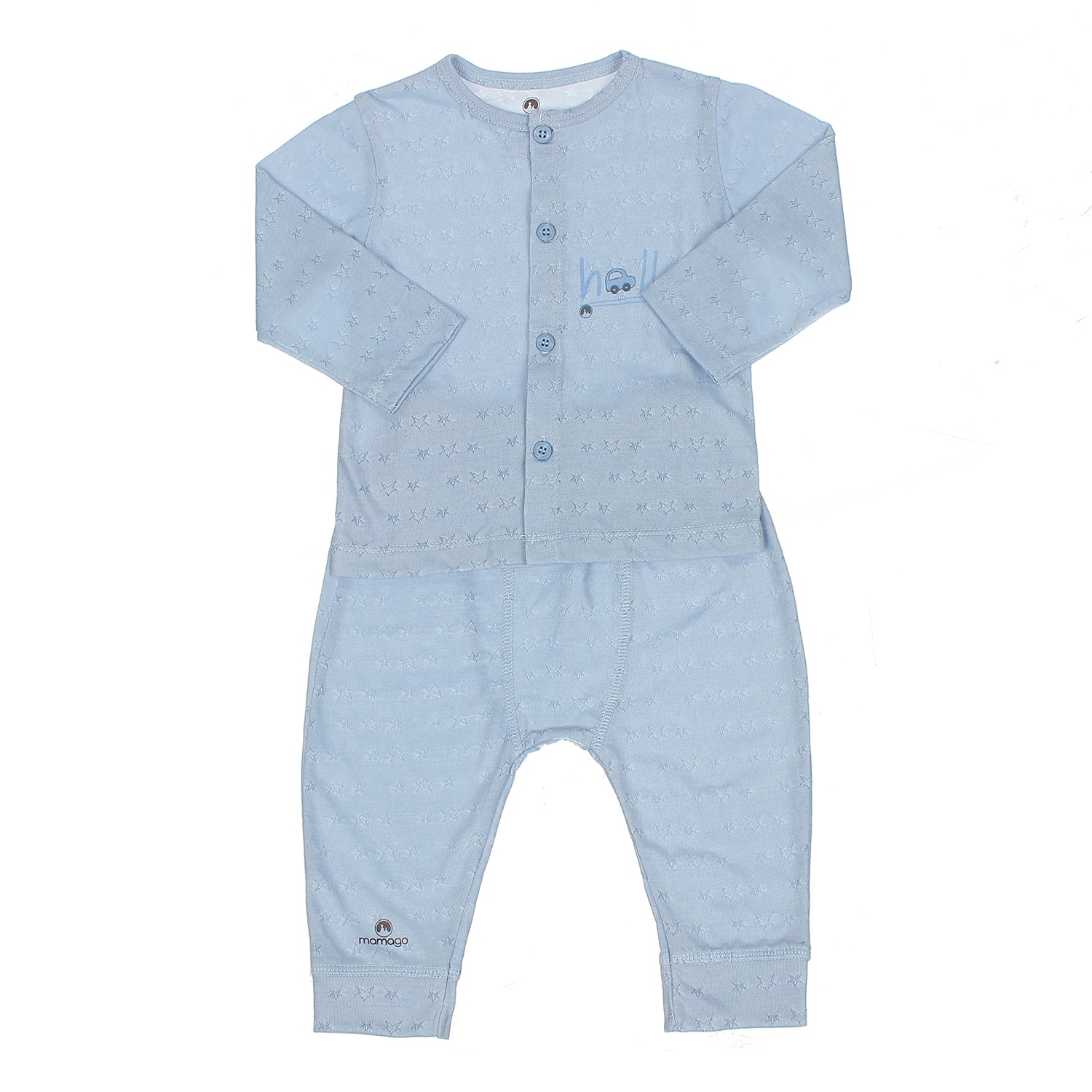 Bộ quần áo dài tay cài giữa Mamago Twikle Star 0-3M ND20H (Xanh) hình 1