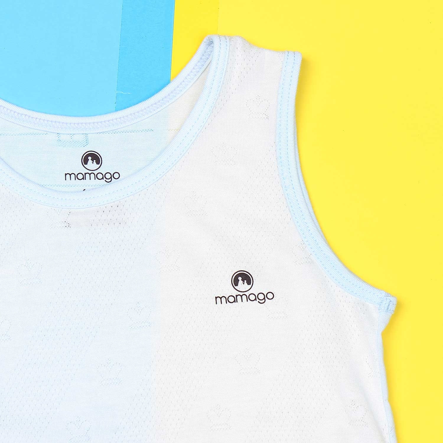 Bộ quần áo sơ sinh ba lỗ cho bé Elias Mamago (Trắng xanh dương nhạt) hình 2