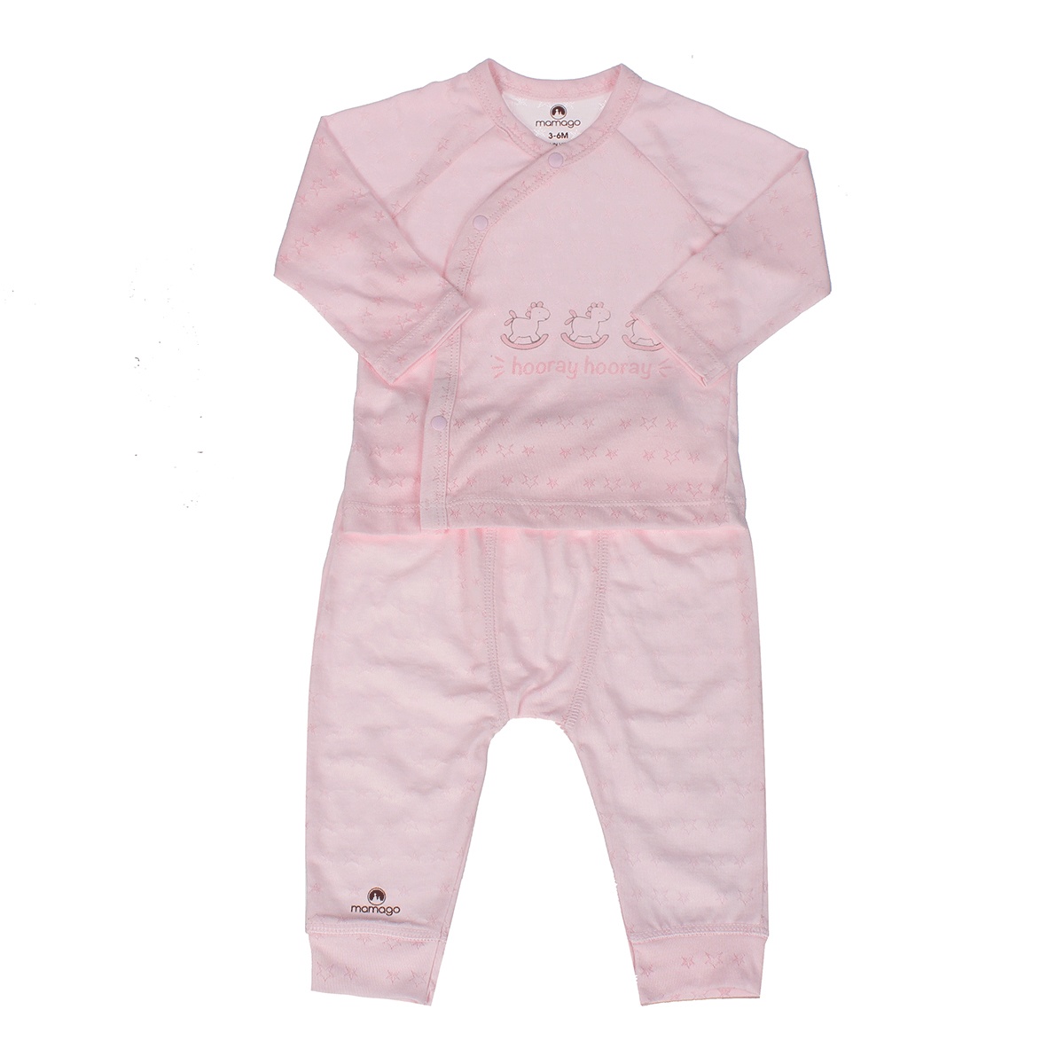 Bộ quần áo sơ sinh dài tay Mamago twikle star cài chéo ND20H 3-6M (Hồng) hình 1