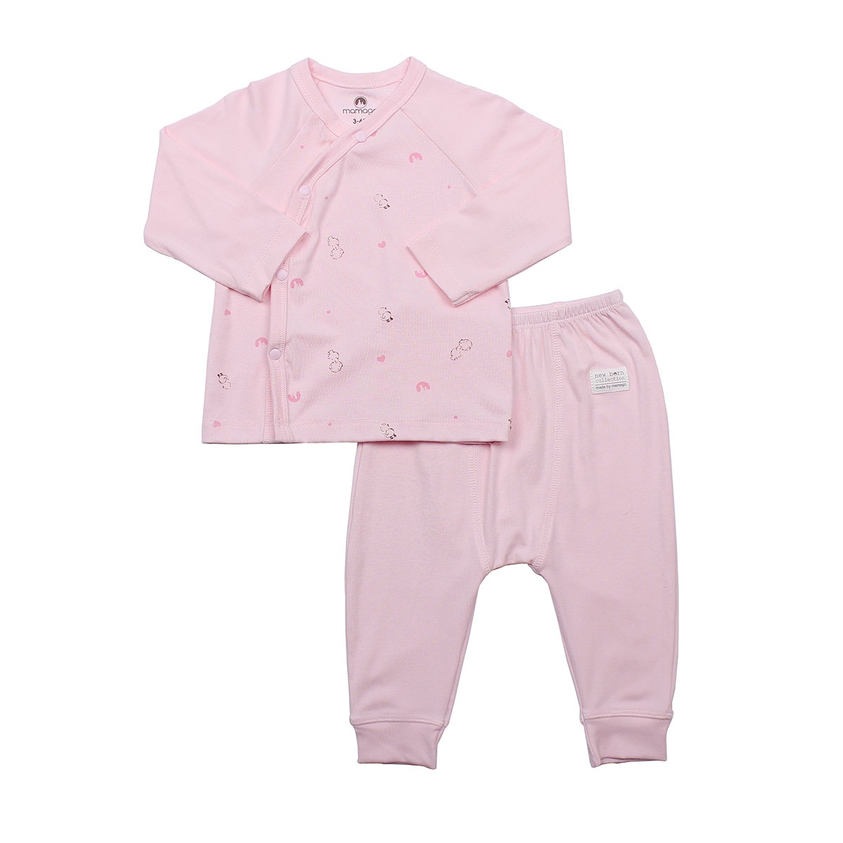 Bộ quần áo sơ sinh Otis cài chéo Mamago ND20H (Hồng) 0-3M hình 1