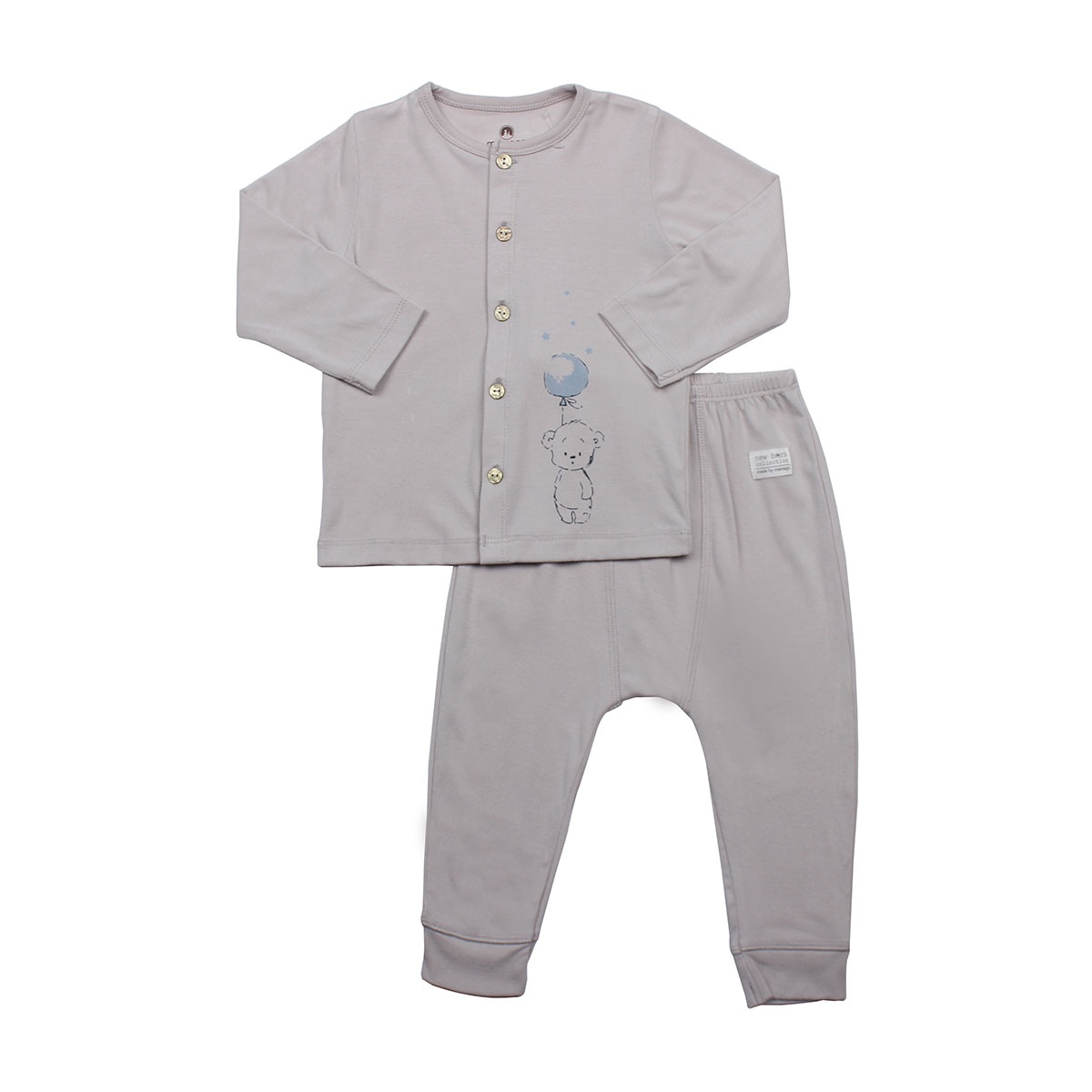 Bộ quần áo sơ sinh Otis cài giữa Mamago ND20H (Ghi) 3-6M hình 1