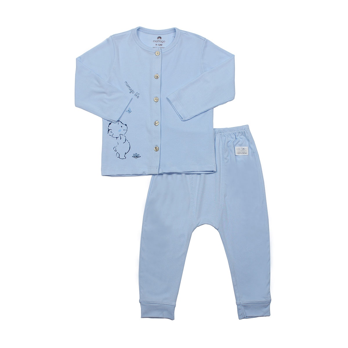 Bộ quần áo sơ sinh Otis cài giữa Mamago ND20H (Xanh) 0-3M hình 1