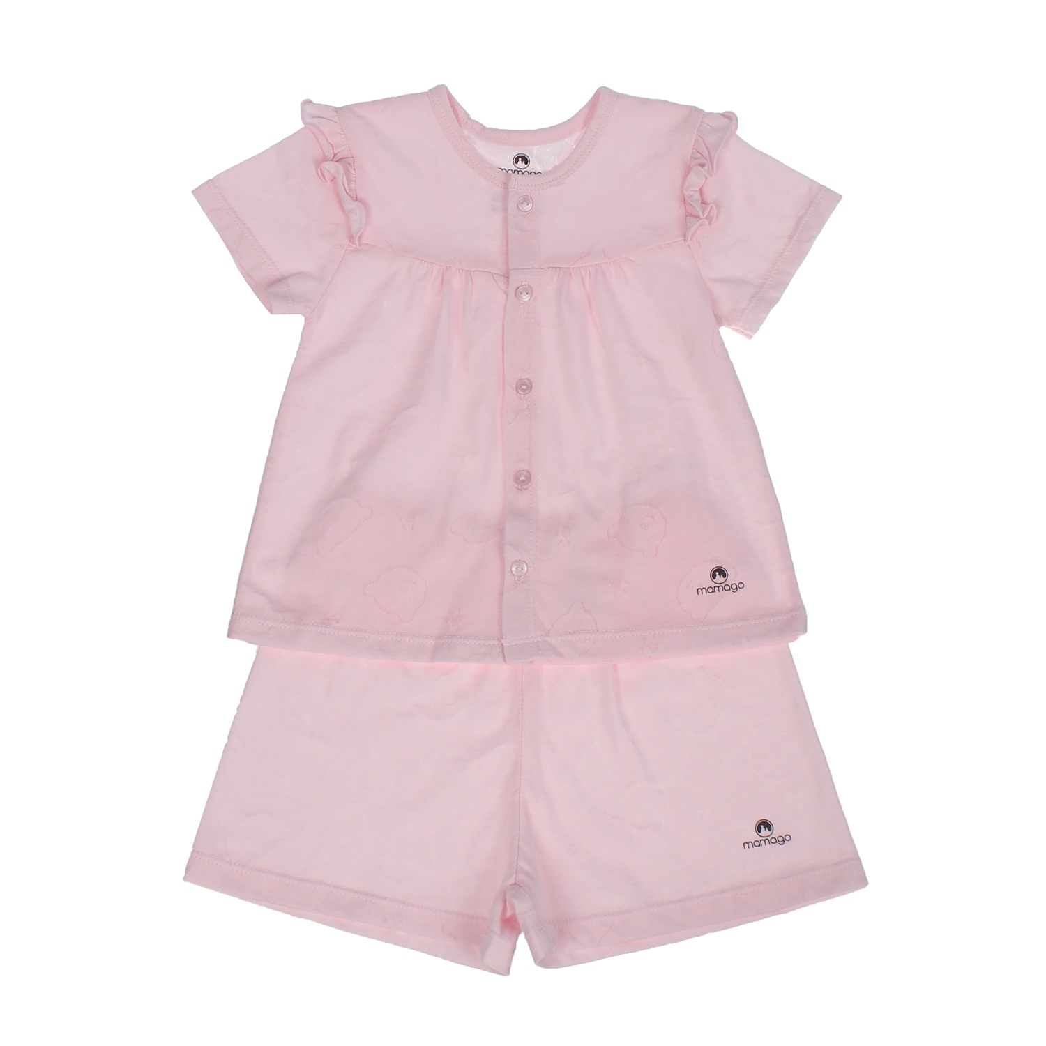 Bộ sơ sinh bé gái Neil cài giữa cộc tay Mamago HN20H (Hồng) 6-9M hình 1