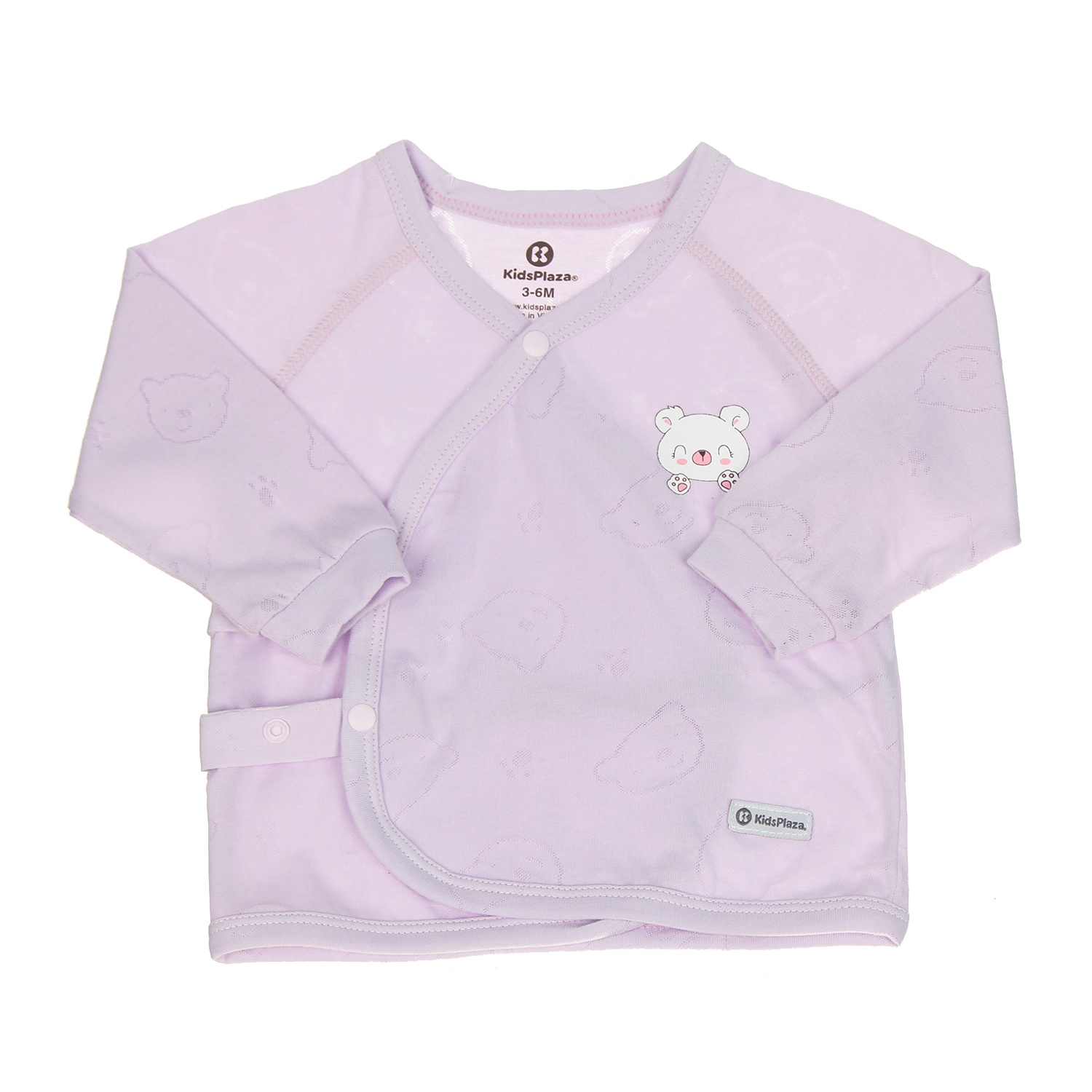 Bộ sơ sinh cài chéo KidsPlaza Neil in gấu HN20T (Tím) 3-6M hình 4