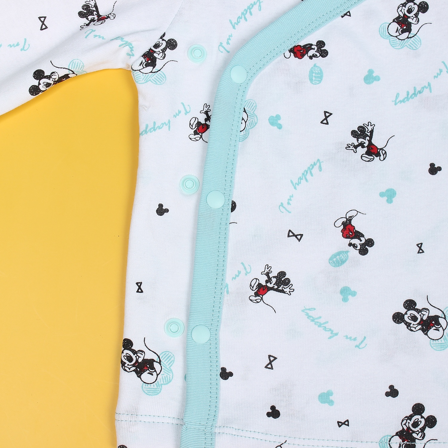 Bộ sơ sinh cho bé cài lệch Mamago in hình chuột Mickey (Xanh) hình 1