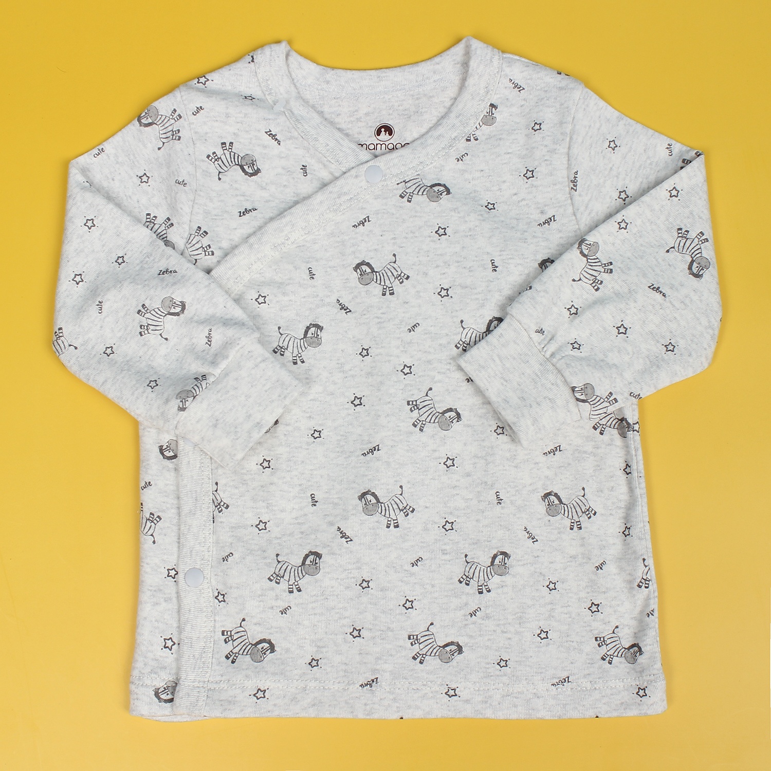 Bộ sơ sinh cho bé cài lệch Mamago in hình ngựa vằn (Ghi) hình 2