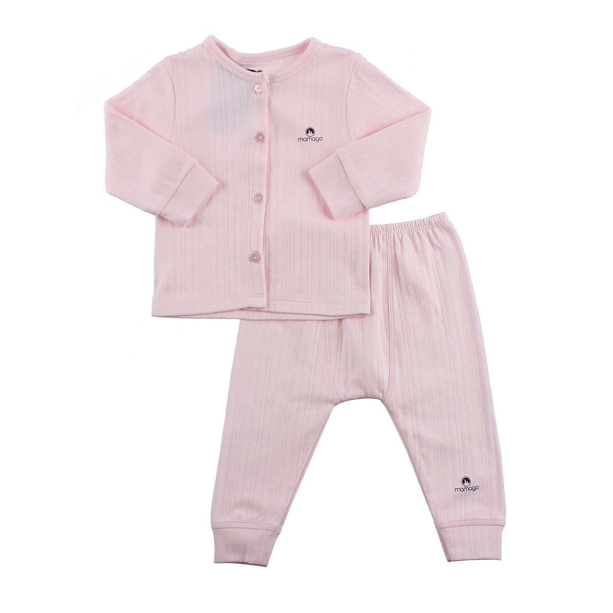Bộ sơ sinh dài tay cài giữa Mamago kẻ sọc HN19D (Hồng) hình 1