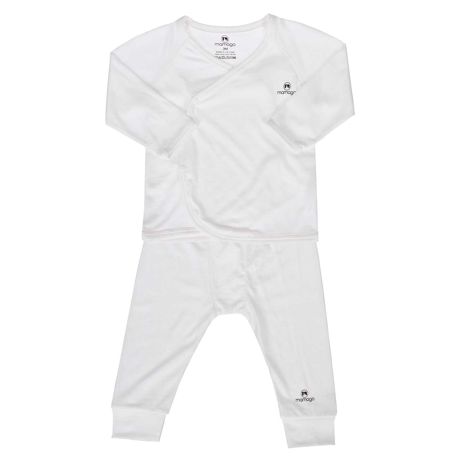 Quần áo sơ sinh sợi tre cài chéo Mamago in gấu trắng hình 1