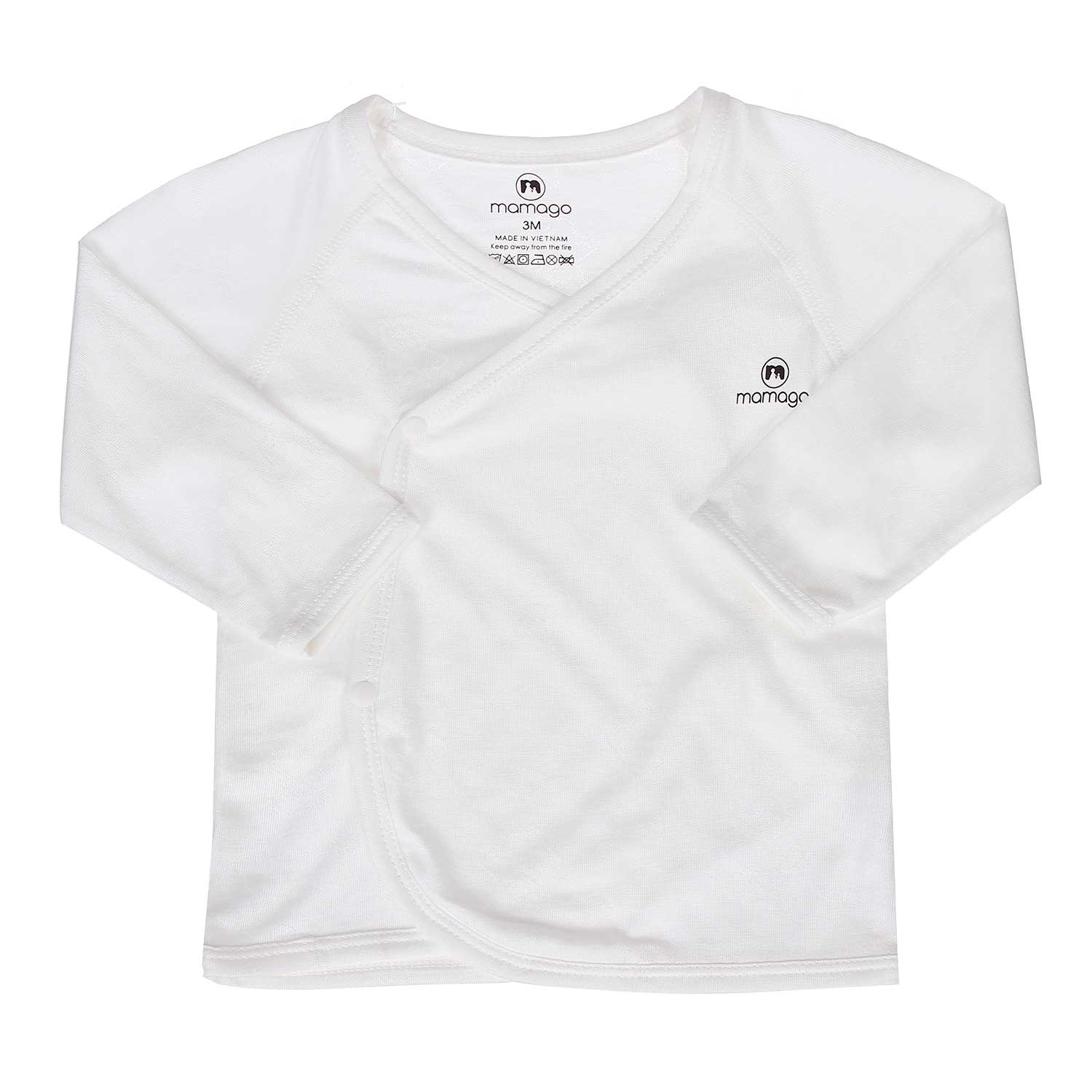 Quần áo sơ sinh sợi tre cài chéo Mamago in gấu trắng hình 4