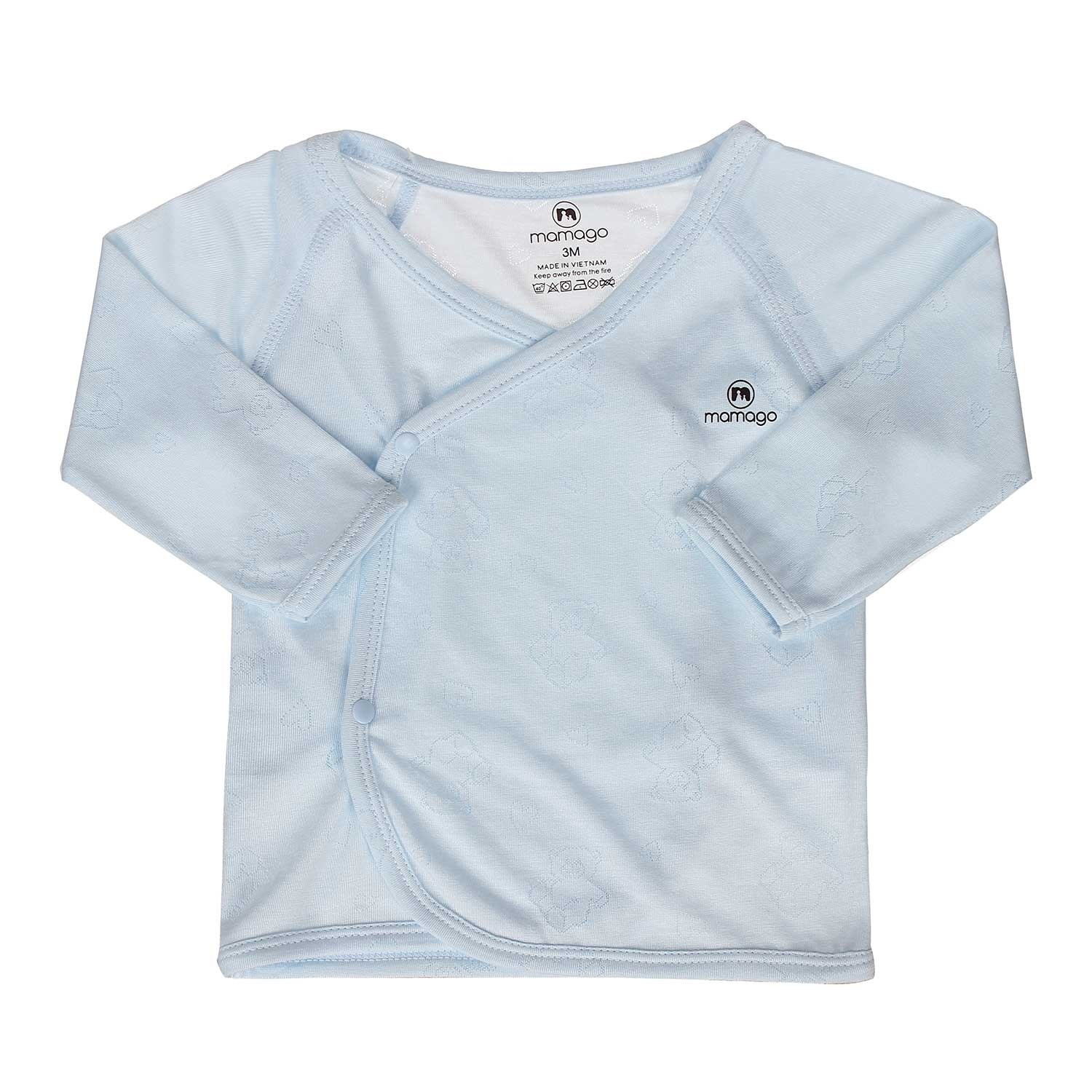 Quần áo sơ sinh sợi tre cài chéo Mamago in gấu xanh hình 4